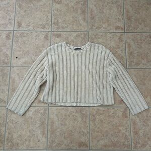 Zara Cream Textured Knit Sweater